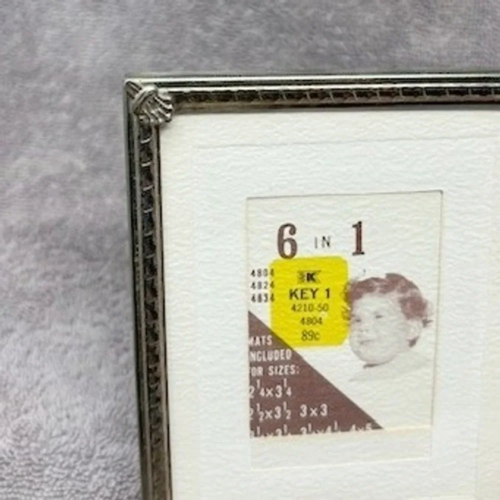 Vintage Ornate Metal Picture Frame 4x5 Pewter Tone Small Tabletop Photo Frame